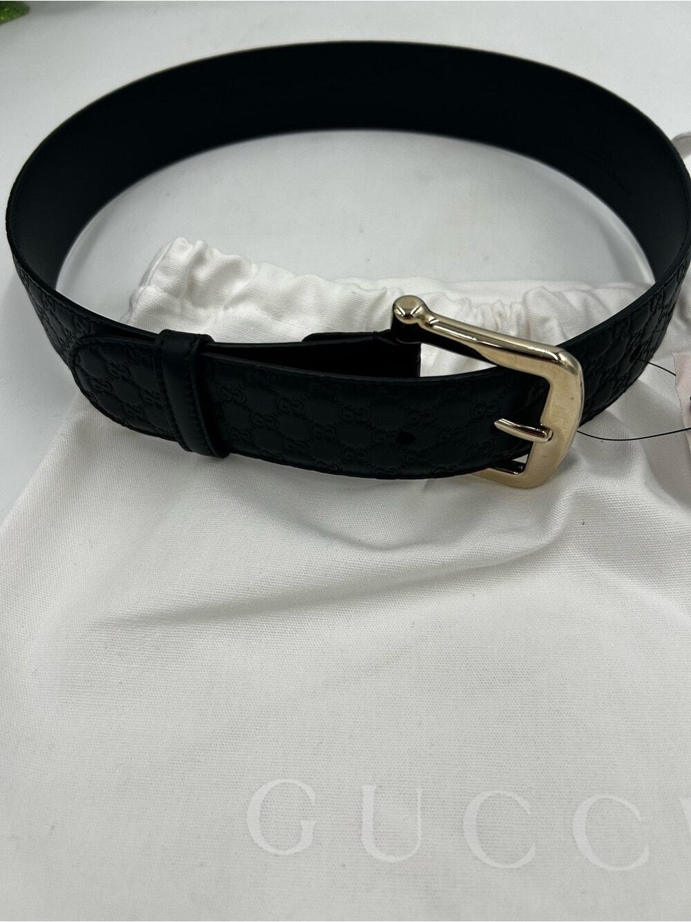 Women's Gucci Black Leather Interlocking G Pattern belt size 70 cm/28 inches